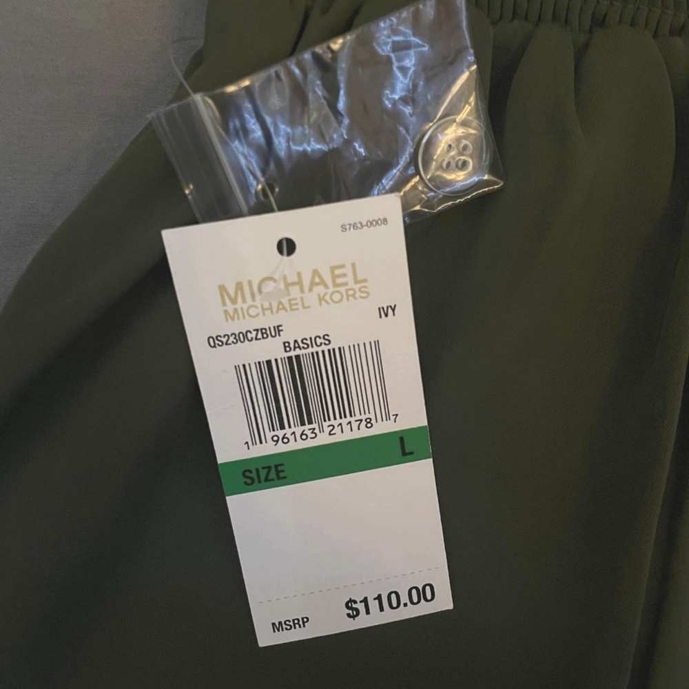 3/5/23- ***NWT*** Michael Kors size L belted pleated tie-waist wide le… - Picture 4 of 4